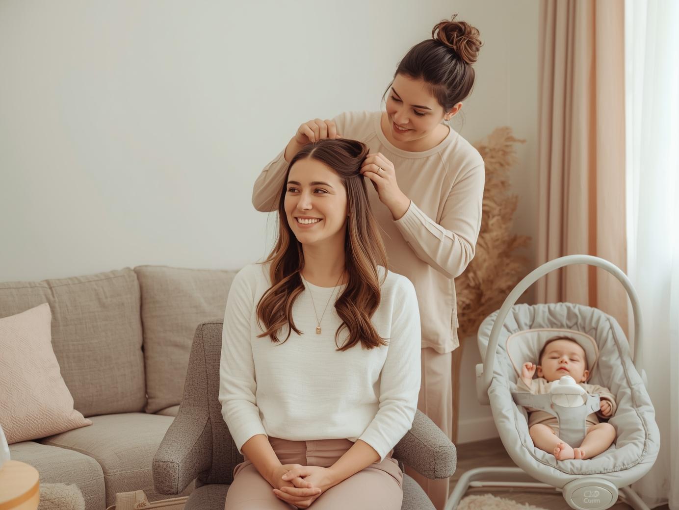 coiffure à domicile post-partum aide mamasitter cadeau de naissance